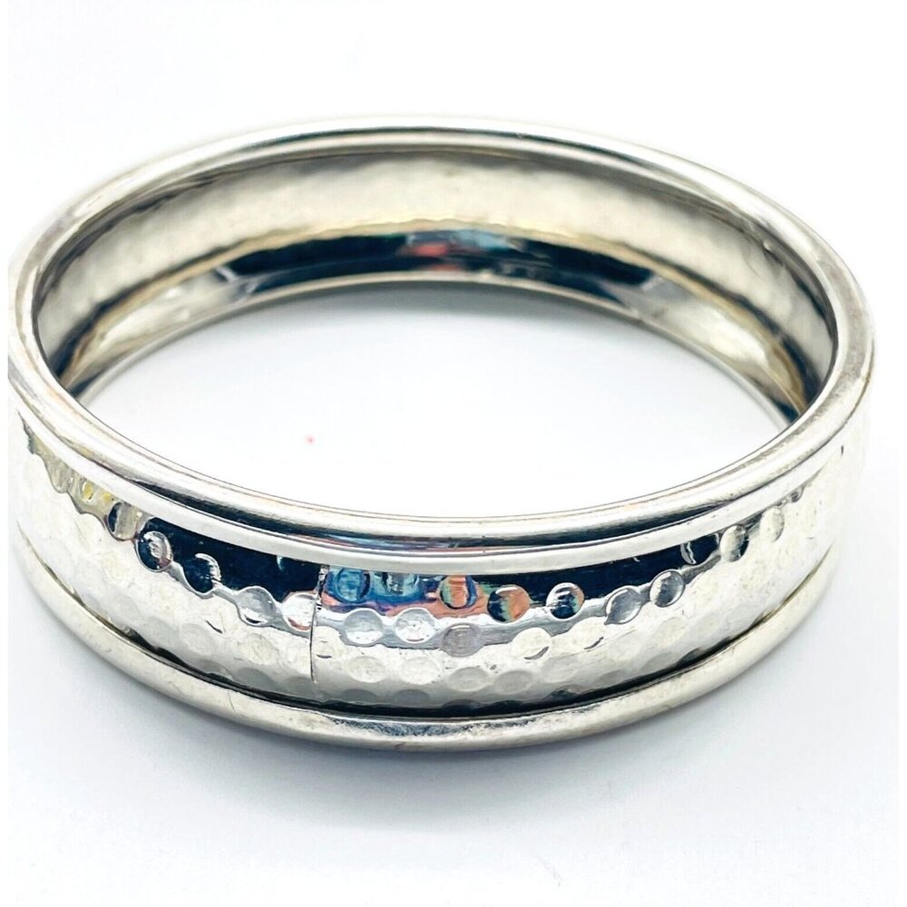Hammered Bangle Bracelet Silver Tone Boho Festival Party Hippie Classic Career